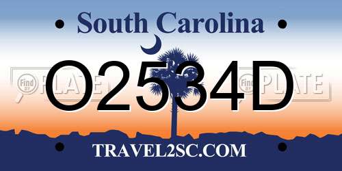 O2534D South Carolina License Plate