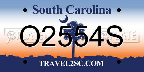O2554S South Carolina License Plate