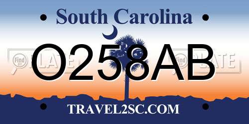 O258AB South Carolina License Plate
