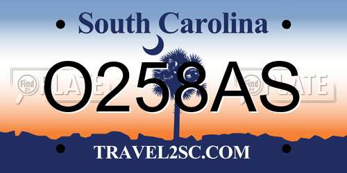 O258AS South Carolina License Plate