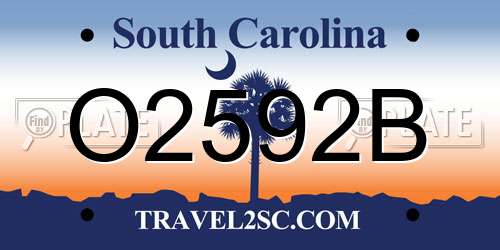 O2592B South Carolina License Plate