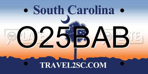 O25BAB South Carolina License Plate