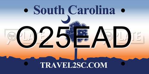 O25EAD South Carolina License Plate