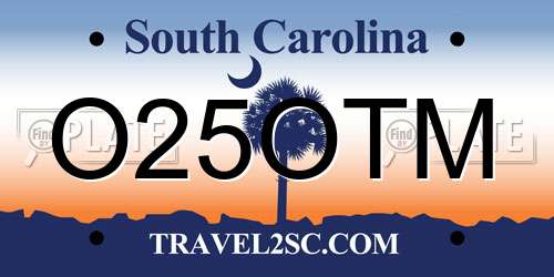 O25OTM South Carolina License Plate