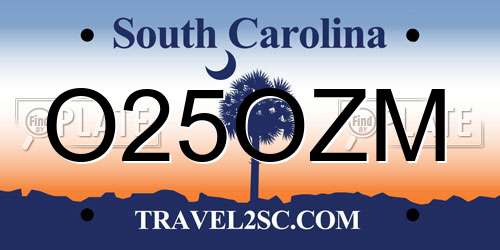 O25OZM South Carolina License Plate