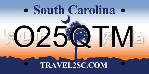 O25QTM South Carolina License Plate