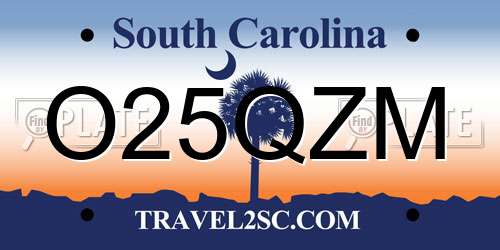 O25QZM South Carolina License Plate