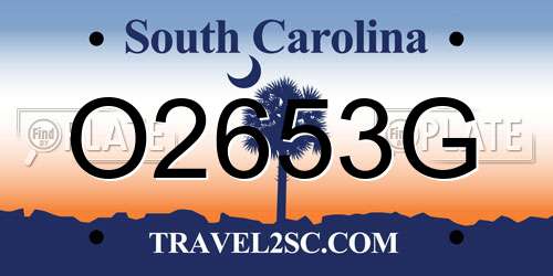 O2653G South Carolina License Plate