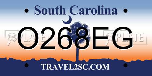 O268EG South Carolina License Plate