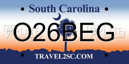 O26BEG South Carolina License Plate