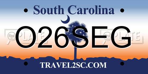 O26SEG South Carolina License Plate