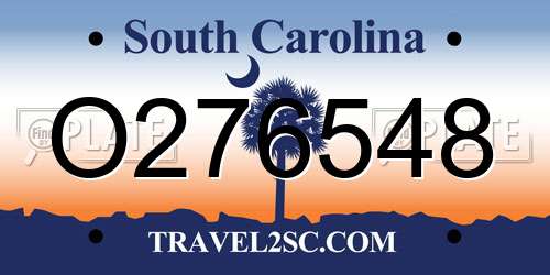 O276548 South Carolina License Plate