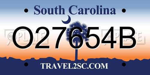 O27654B South Carolina License Plate