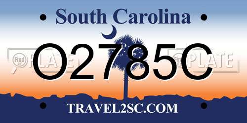 O2785C South Carolina License Plate