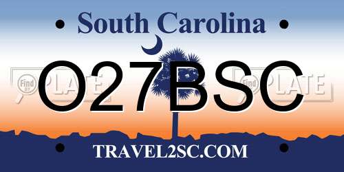 O27BSC South Carolina License Plate