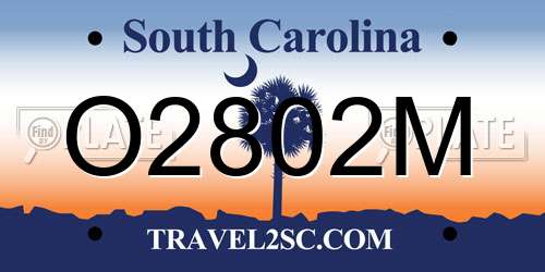 O2802M South Carolina License Plate