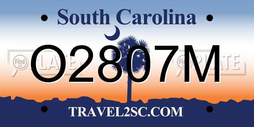 O2807M South Carolina License Plate
