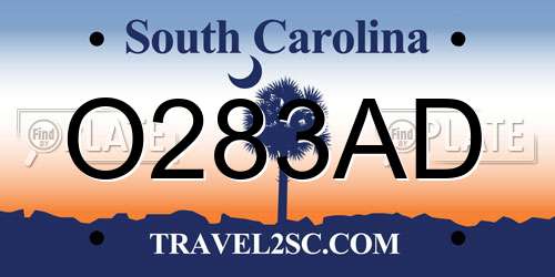 O283AD South Carolina License Plate