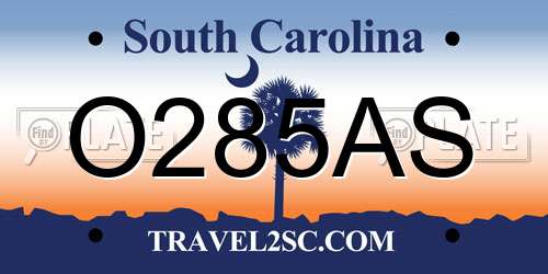 O285AS South Carolina License Plate