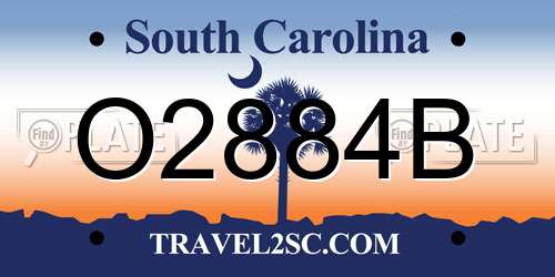 O2884B South Carolina License Plate