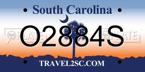 O2884S South Carolina License Plate