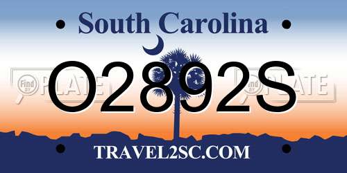 O2892S South Carolina License Plate