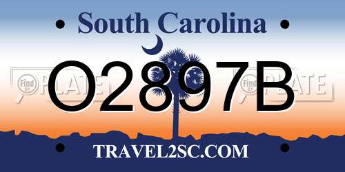 O2897B South Carolina License Plate