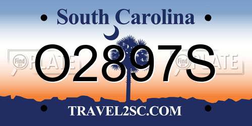 O2897S South Carolina License Plate
