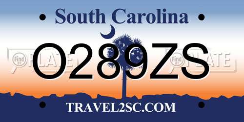 O289ZS South Carolina License Plate