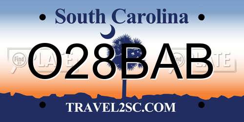 O28BAB South Carolina License Plate