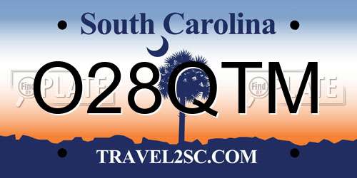 O28QTM South Carolina License Plate