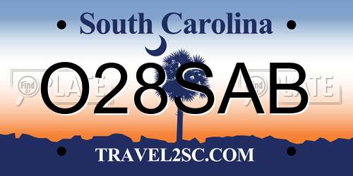 O28SAB South Carolina License Plate