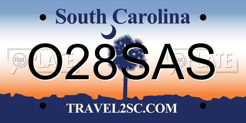 O28SAS South Carolina License Plate
