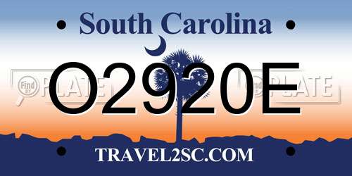 O2920E South Carolina License Plate