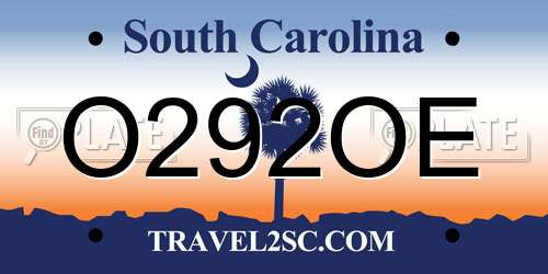 O292OE South Carolina License Plate