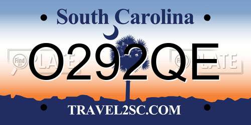 O292QE South Carolina License Plate