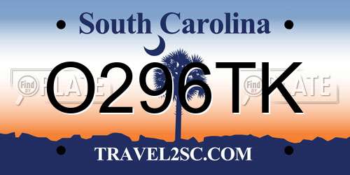 O296TK South Carolina License Plate