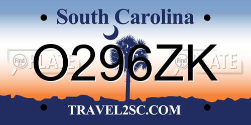 O296ZK South Carolina License Plate