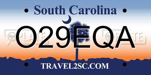 O29EQA South Carolina License Plate