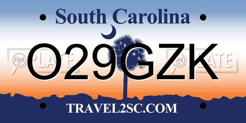 O29GZK South Carolina License Plate