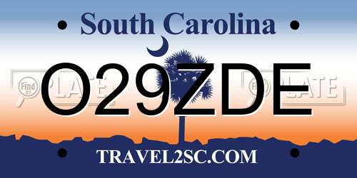 O29ZDE South Carolina License Plate