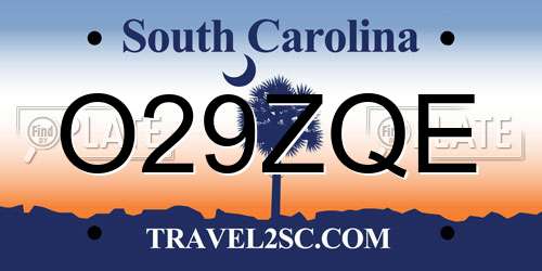 O29ZQE South Carolina License Plate