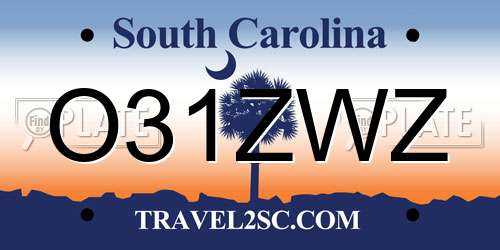 O31ZWZ South Carolina License Plate