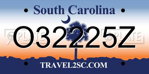 O32225Z South Carolina License Plate