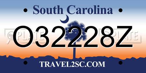 O32228Z South Carolina License Plate