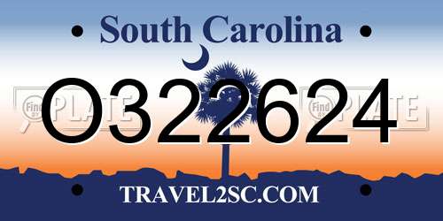 O322624 South Carolina License Plate
