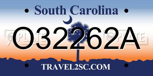 O32262A South Carolina License Plate