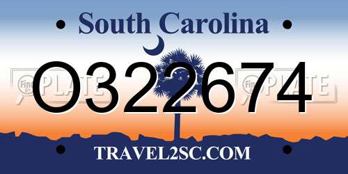 O322674 South Carolina License Plate