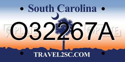 O32267A South Carolina License Plate