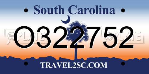 O322752 South Carolina License Plate